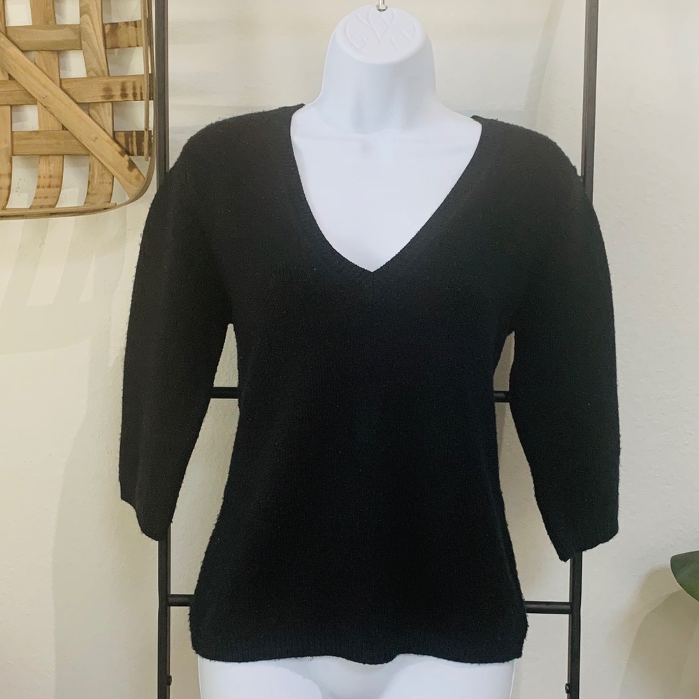 French Connection Black V-Neck Sweater